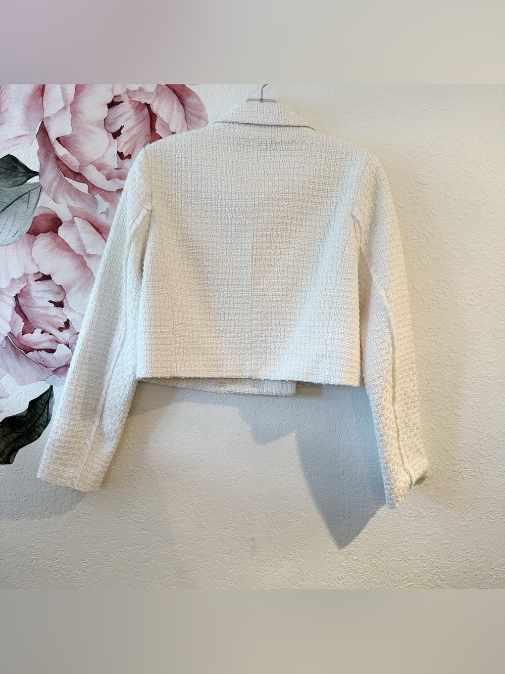 Avec Les Filles Ivory White Boycle Tweet Double Breasted Blazer Medium - Picture 6 of 12